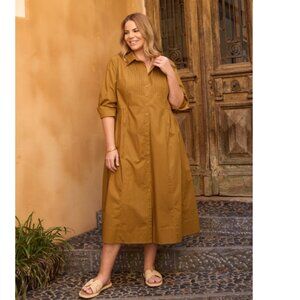 NWT Maye Susie Shirtdress Deep Mustard Women's XL Petite 100% Cotton